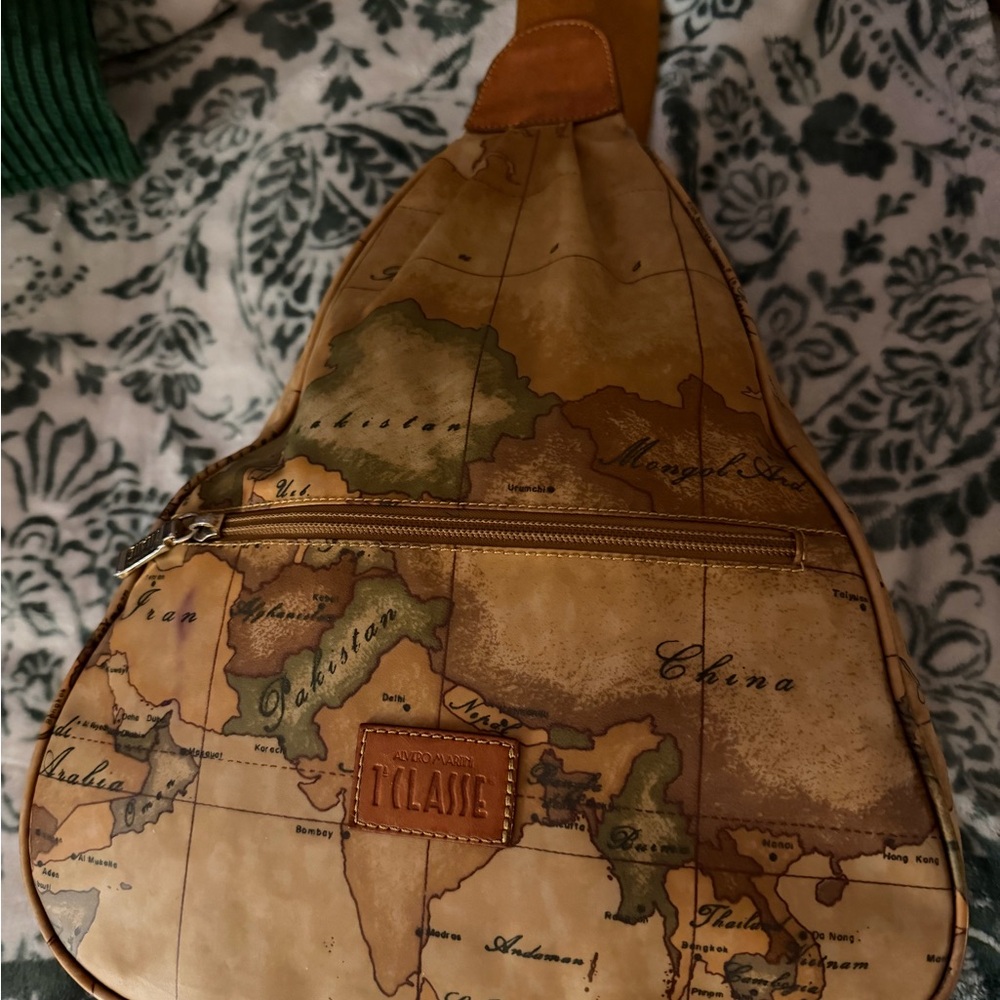 Alviero Martini Brown Map Design Backpack